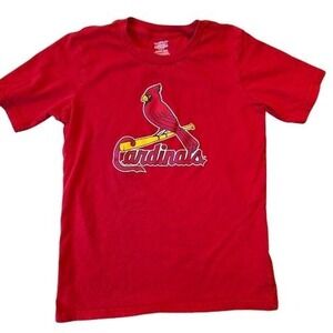 MLB St Louis Cardinals Kids Red Graphic T-Shirt Size M 10/12 Genuine Merchandise